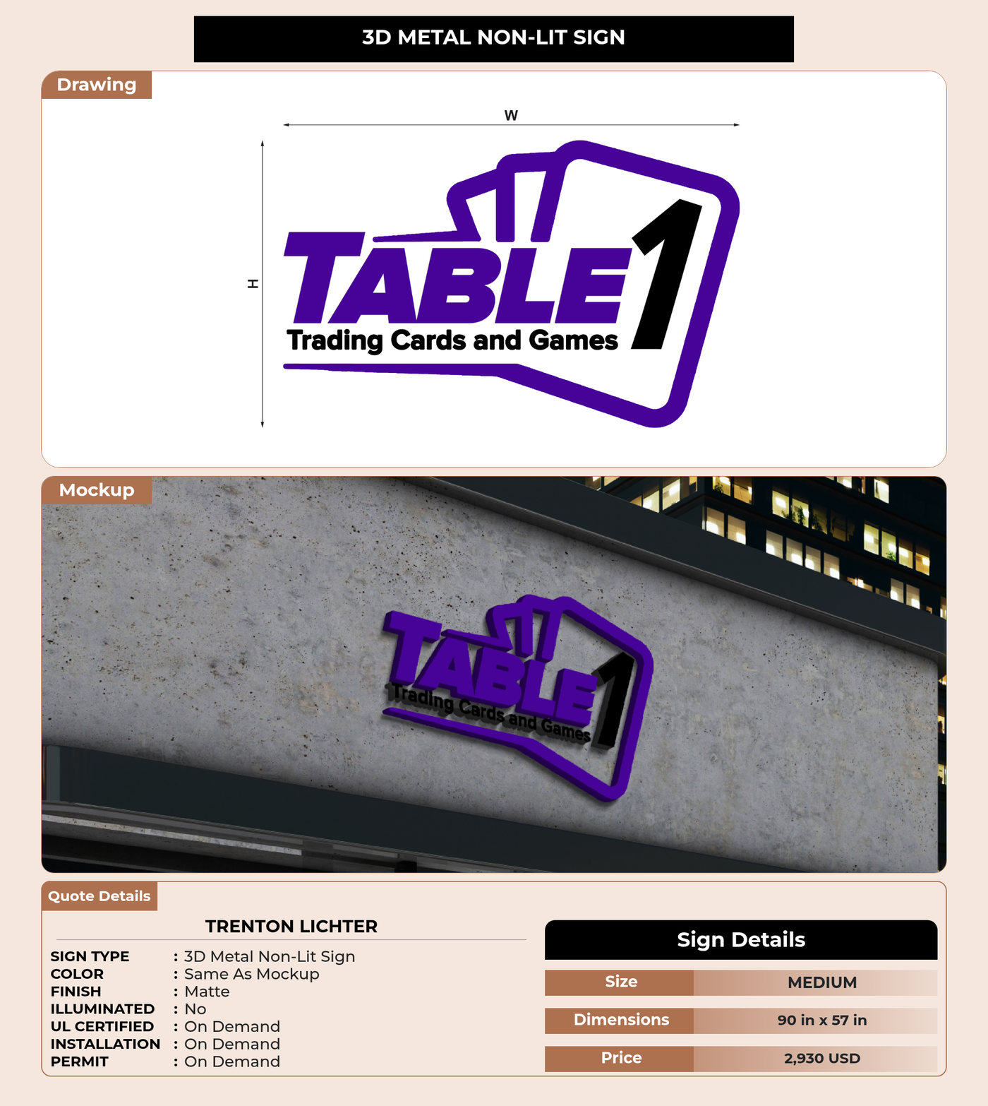 CUSTOM MOCKUP SIGN FOR Trenton Lichter