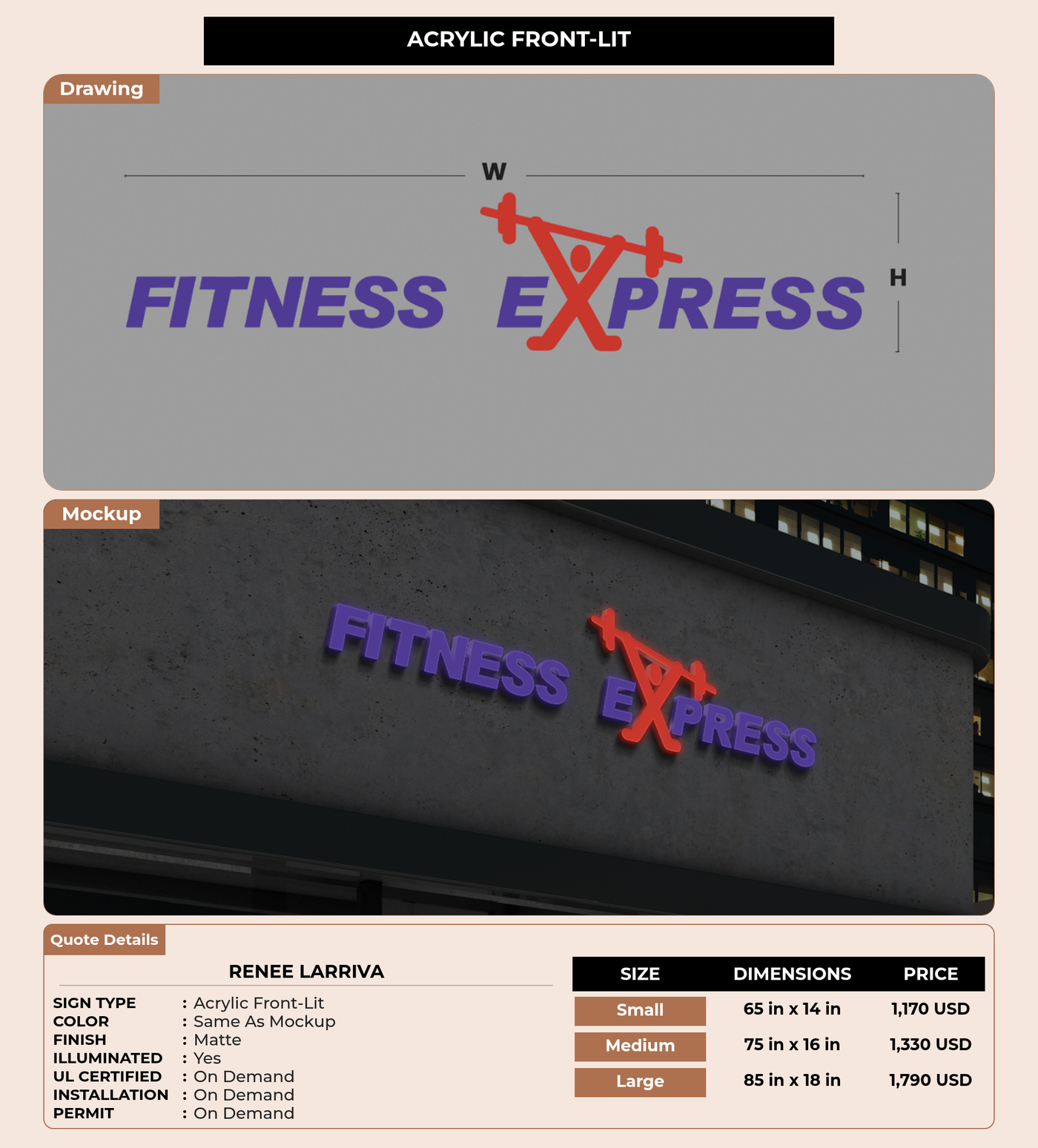 CUSTOM MOCKUP SIGN FOR Renee Larriva
