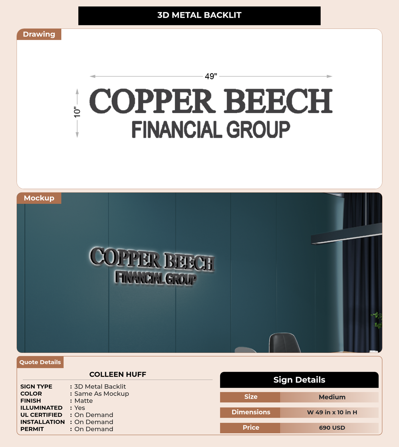 CUSTOM MOCKUP SIGN FOR Colleen Huff