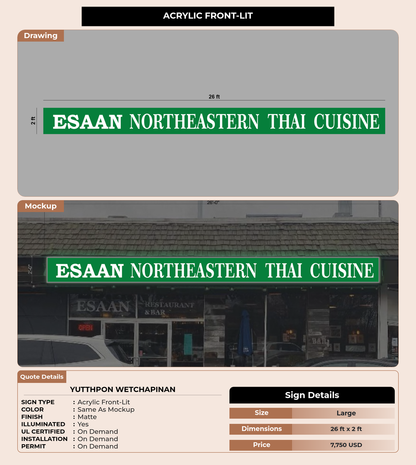 CUSTOM MOCKUP SIGN FOR Yutthpon Wetchapinan