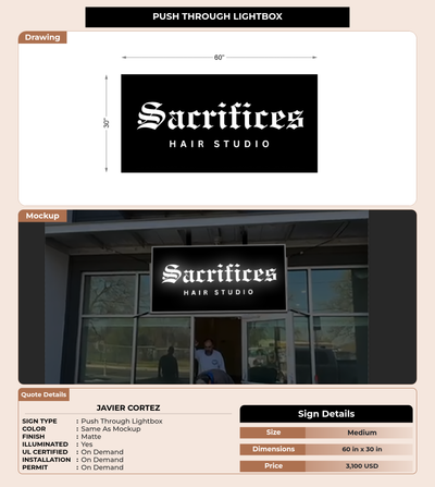 CUSTOM MOCKUP SIGN FOR Javier Cortez