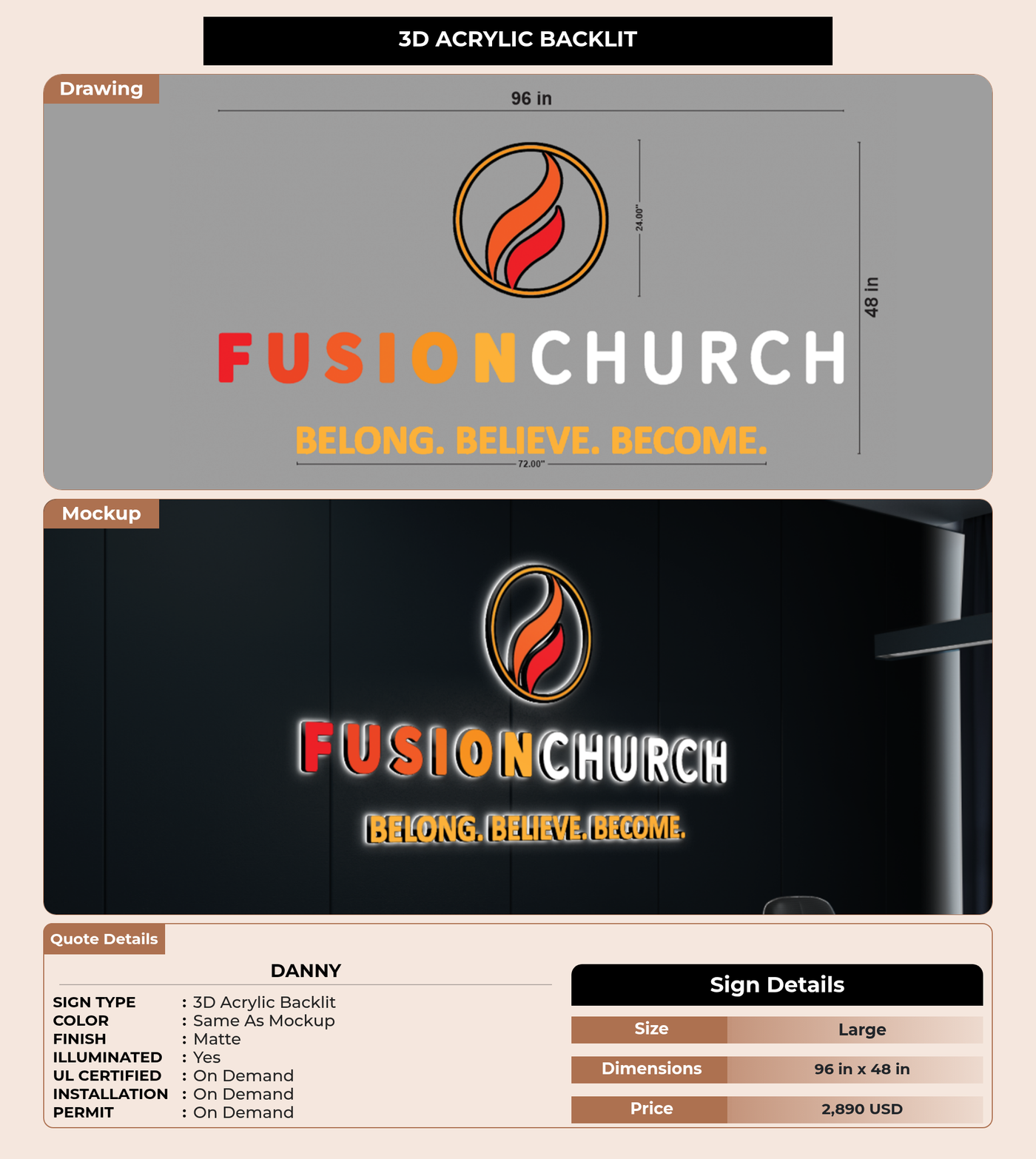 CUSTOM MOCKUP SIGN FOR Danny