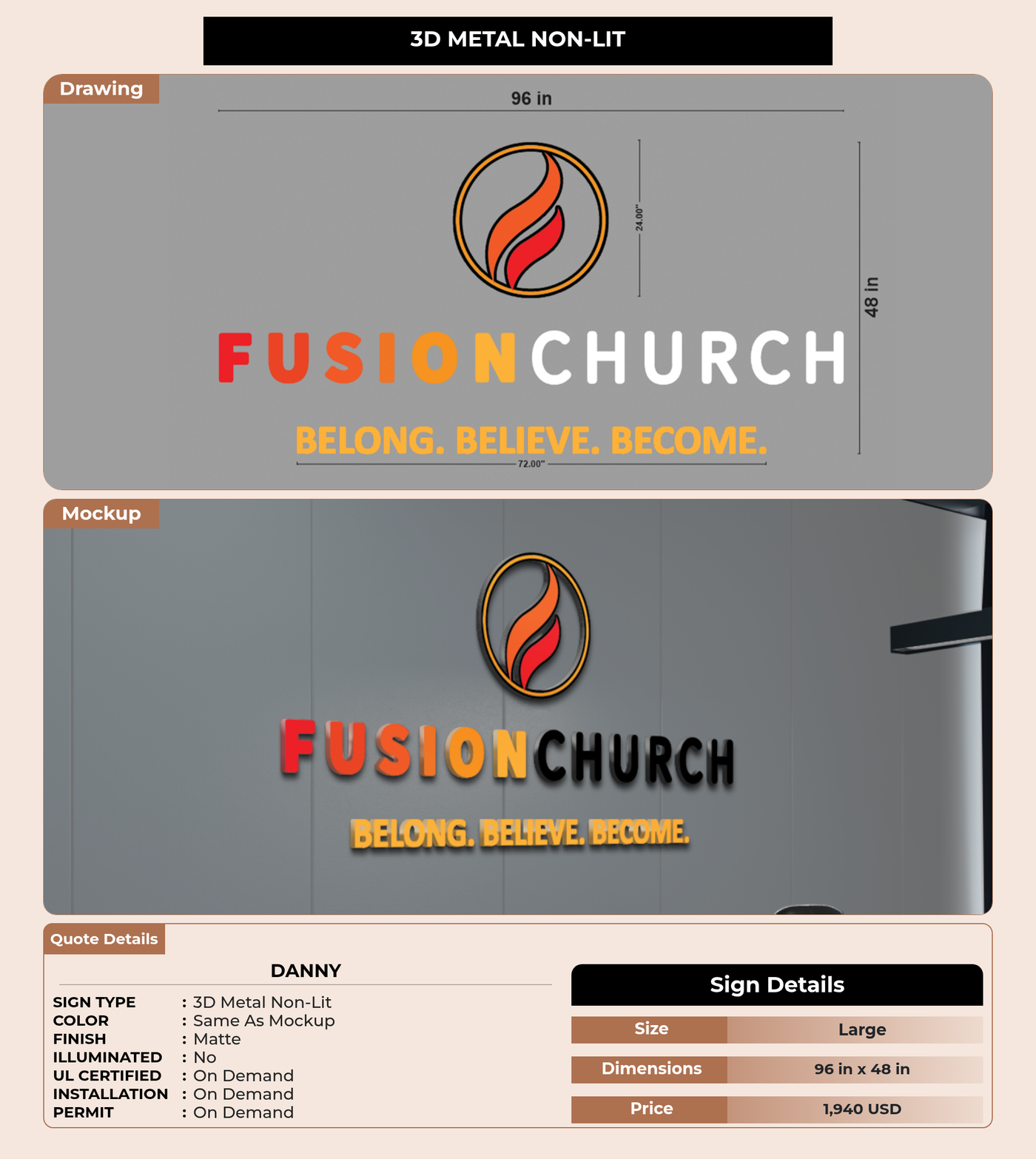 CUSTOM MOCKUP SIGN FOR Danny