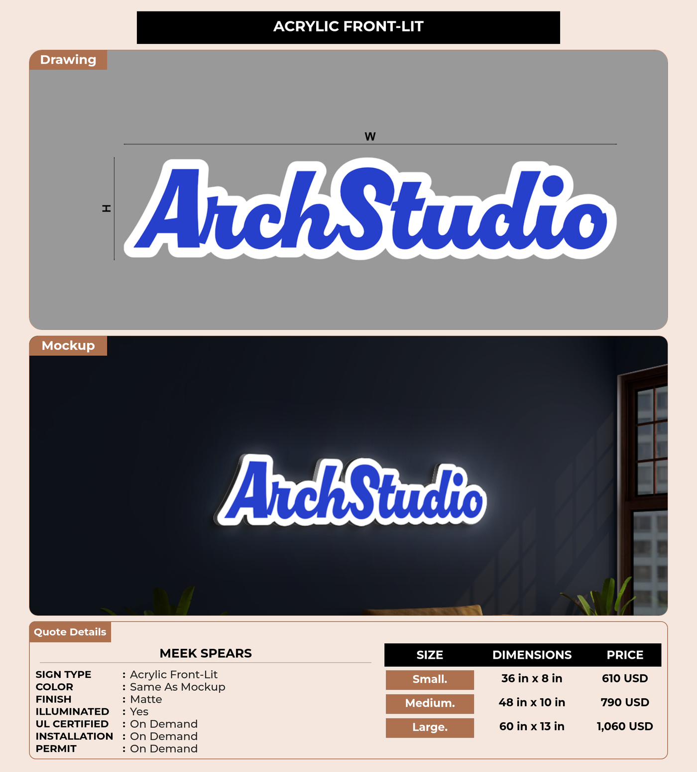 CUSTOM MOCKUP SIGN FOR Meek spears