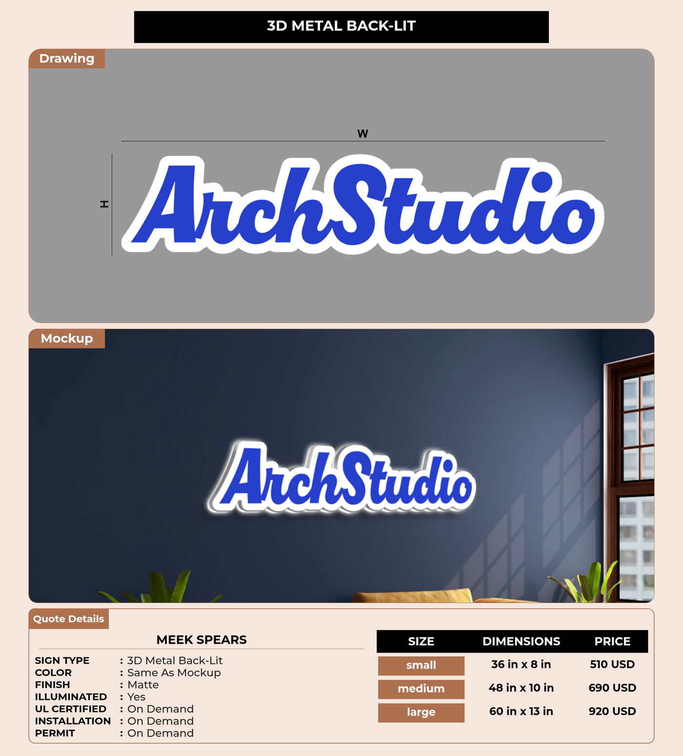 CUSTOM MOCKUP SIGN FOR Meek spears