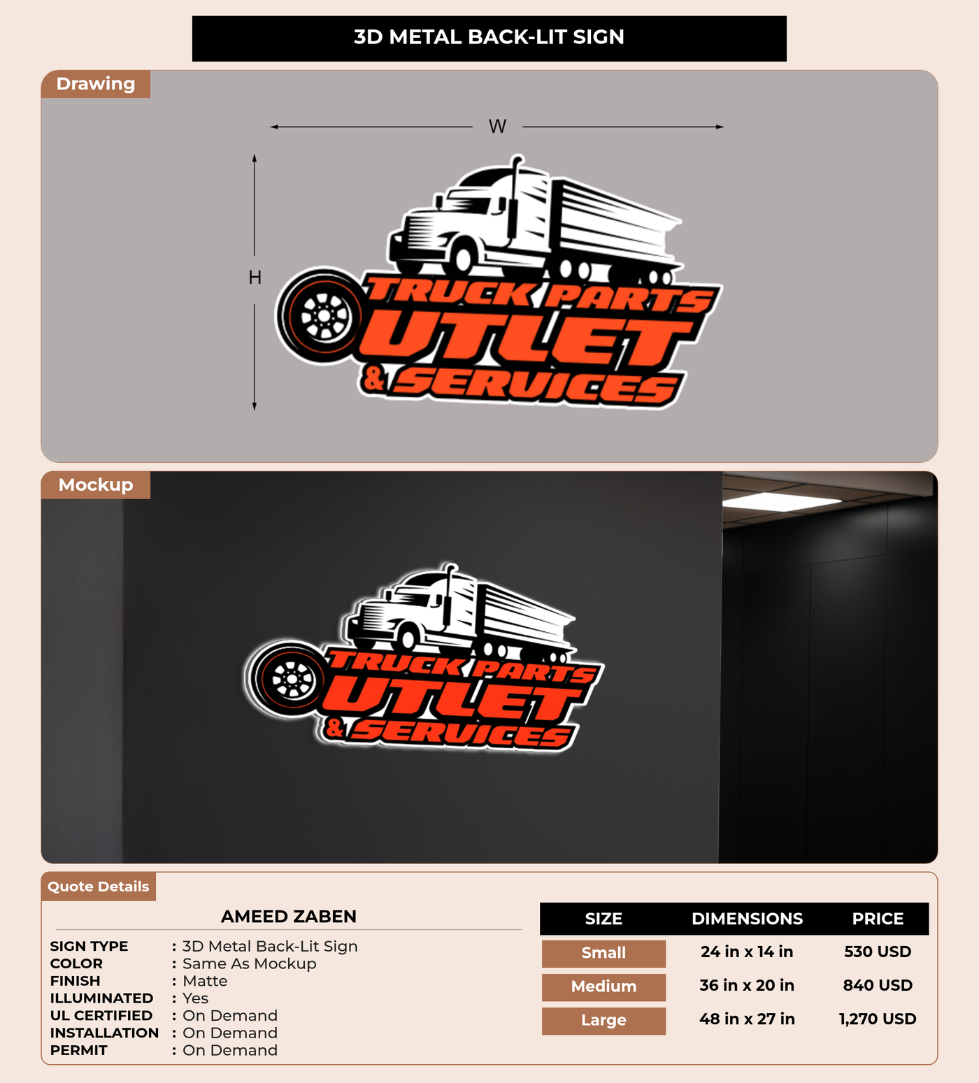 CUSTOM MOCKUP SIGN FOR Ameed Zaben