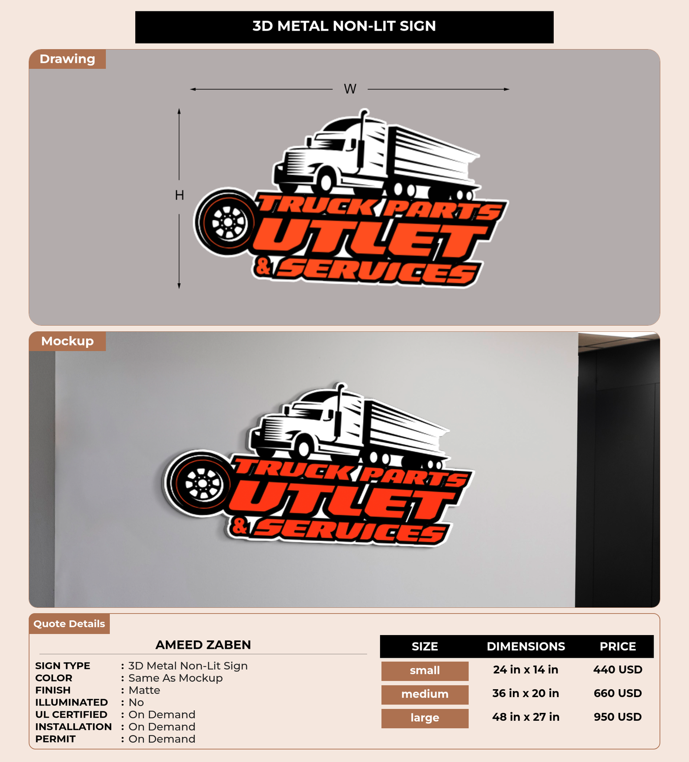 CUSTOM MOCKUP SIGN FOR Ameed Zaben
