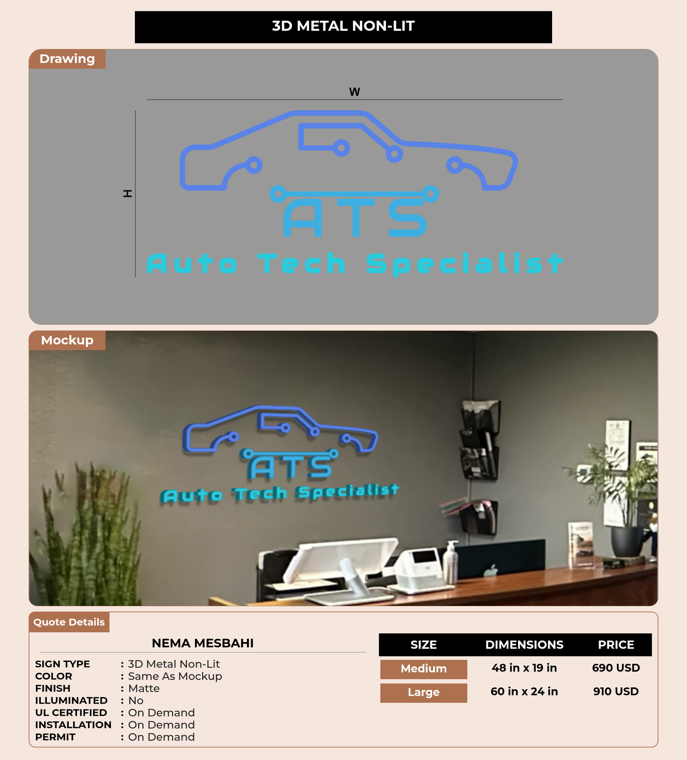 CUSTOM MOCKUP SIGN FOR Nema Mesbahi