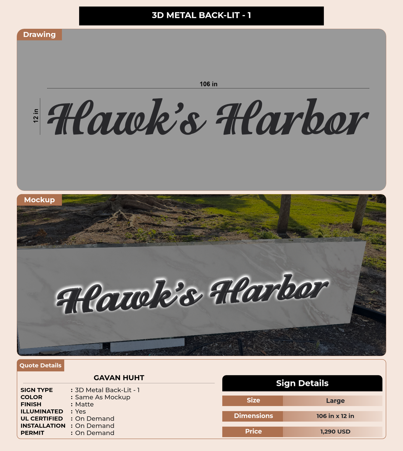CUSTOM MOCKUP SIGN FOR Gavan Huht