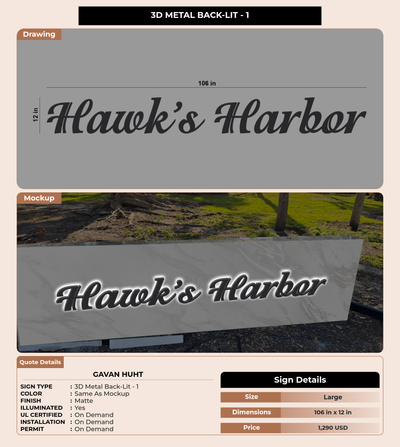 CUSTOM MOCKUP SIGN FOR Gavan Huht