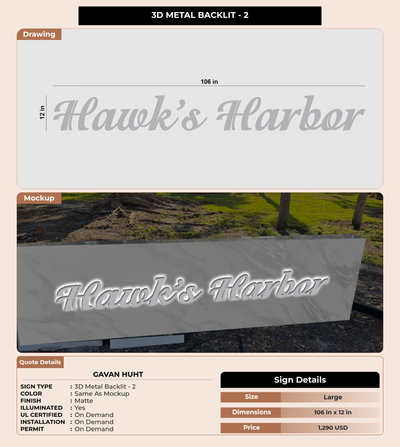 CUSTOM MOCKUP SIGN FOR Gavan Huht