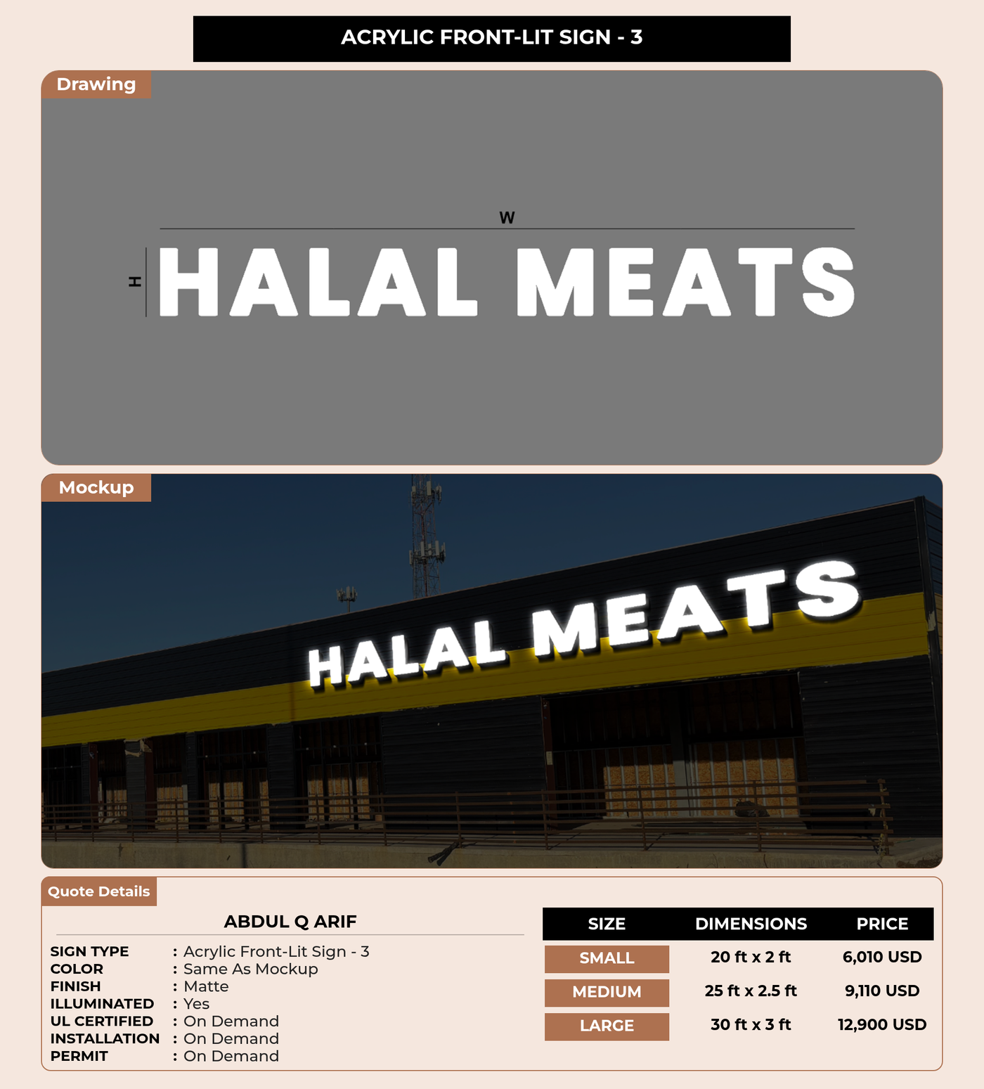 CUSTOM MOCKUP SIGN FOR Abdul Q Arif
