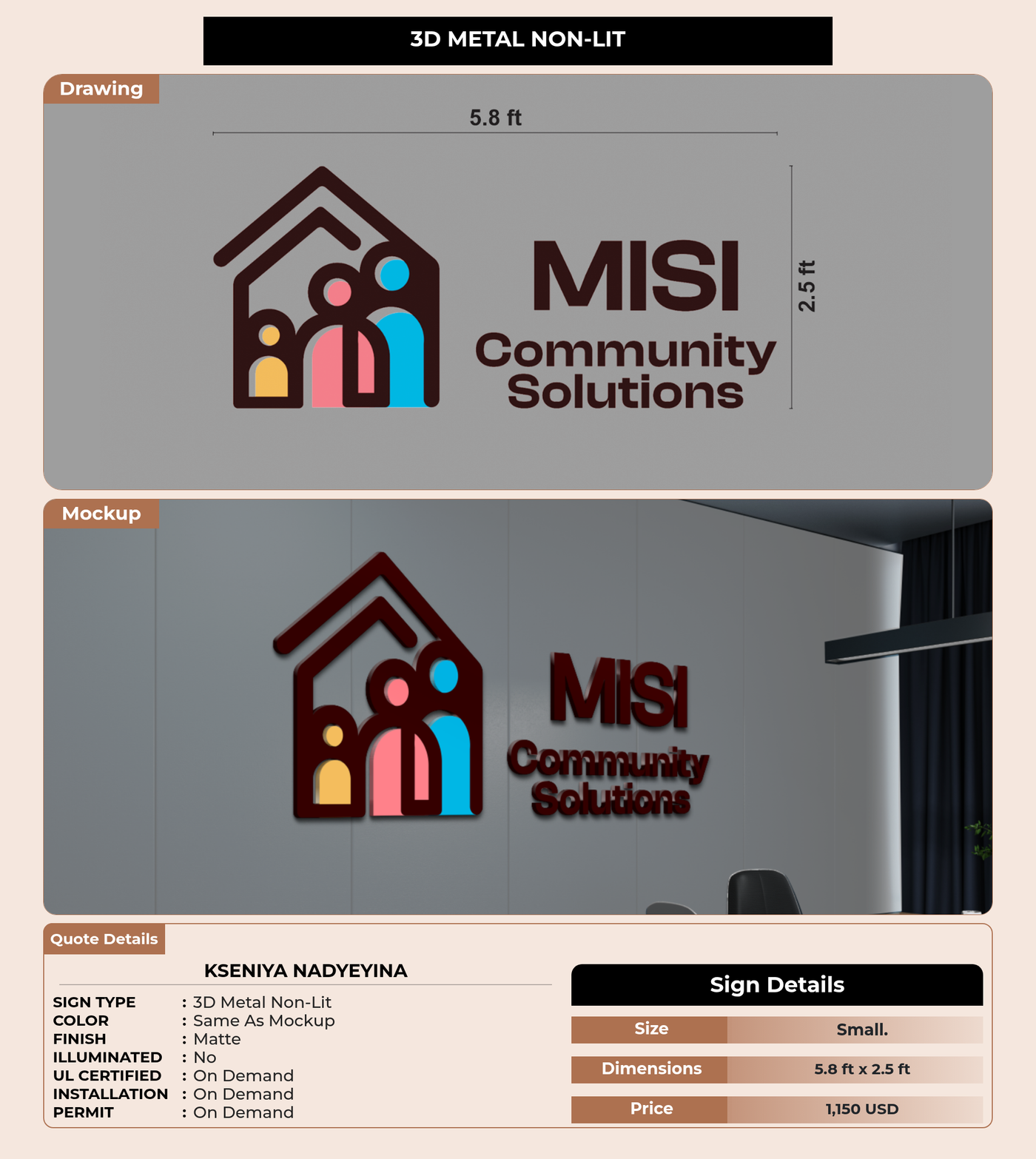 CUSTOM MOCKUP SIGN FOR Kseniya Nadyeyina