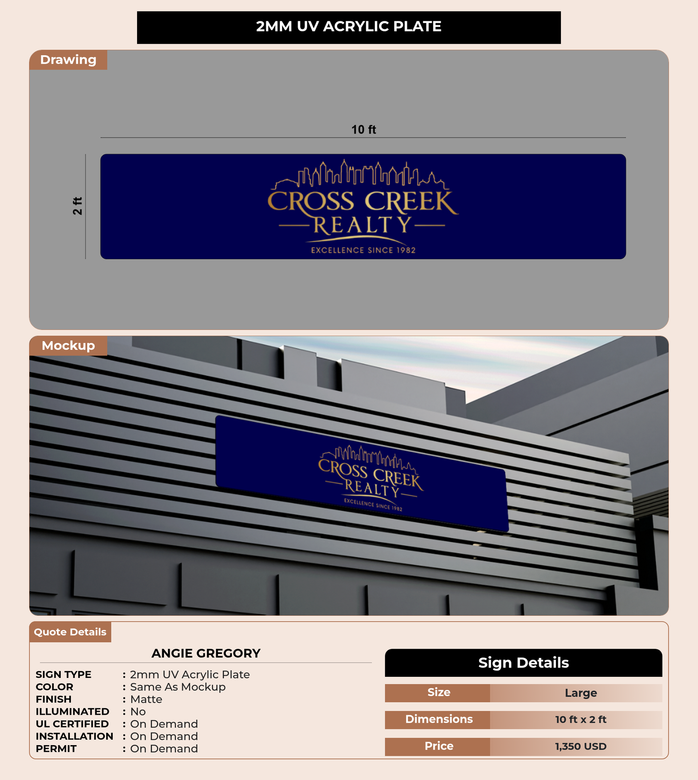 CUSTOM MOCKUP SIGN FOR Angie Gregory