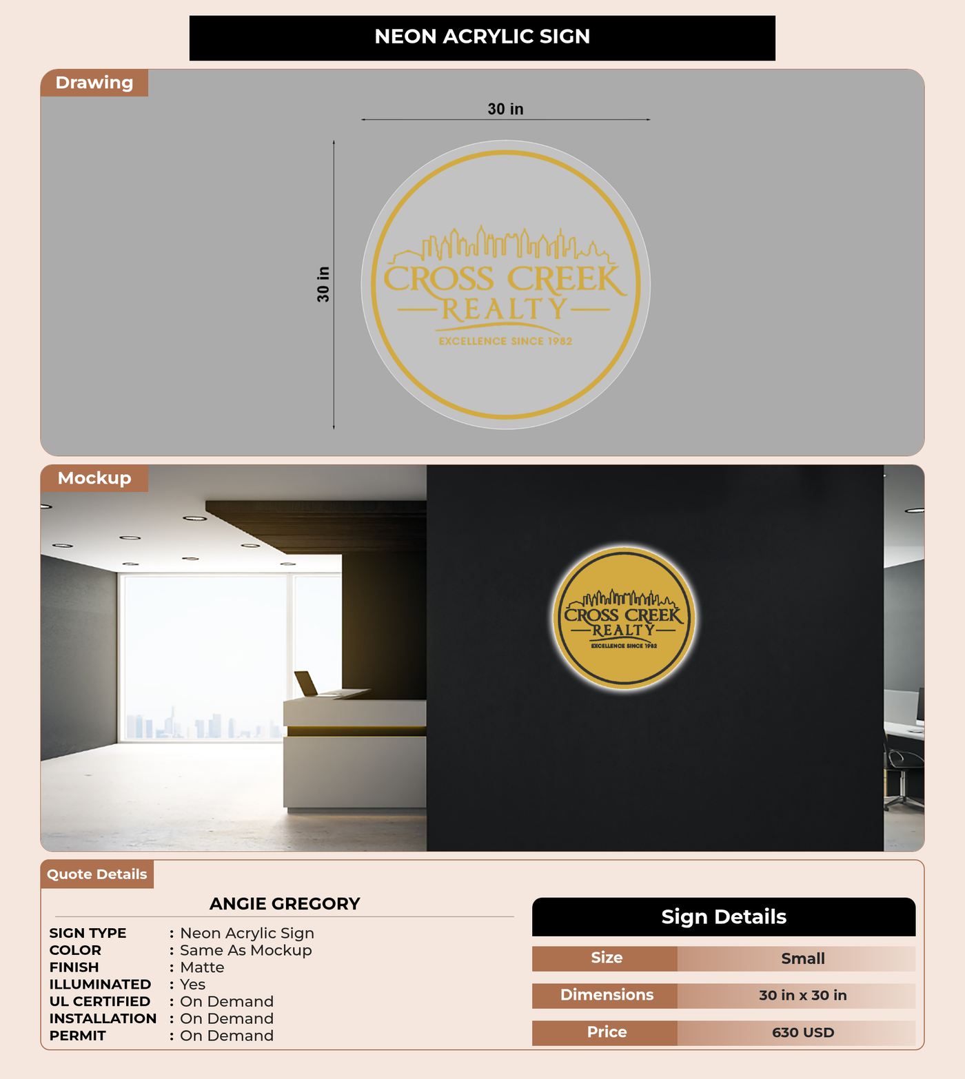 CUSTOM MOCKUP SIGN FOR Angie Gregory