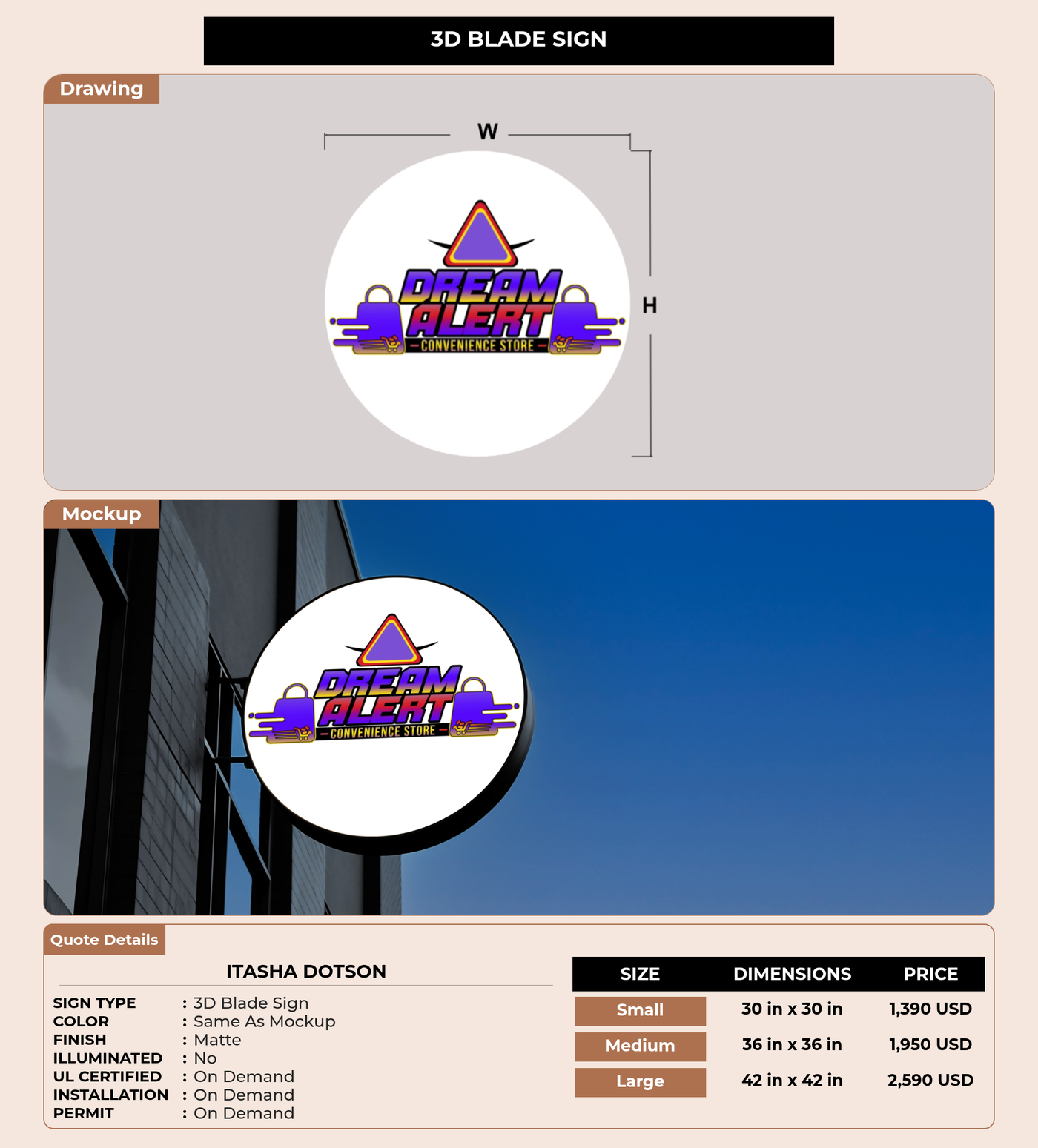 CUSTOM MOCKUP SIGN FOR Itasha Dotson