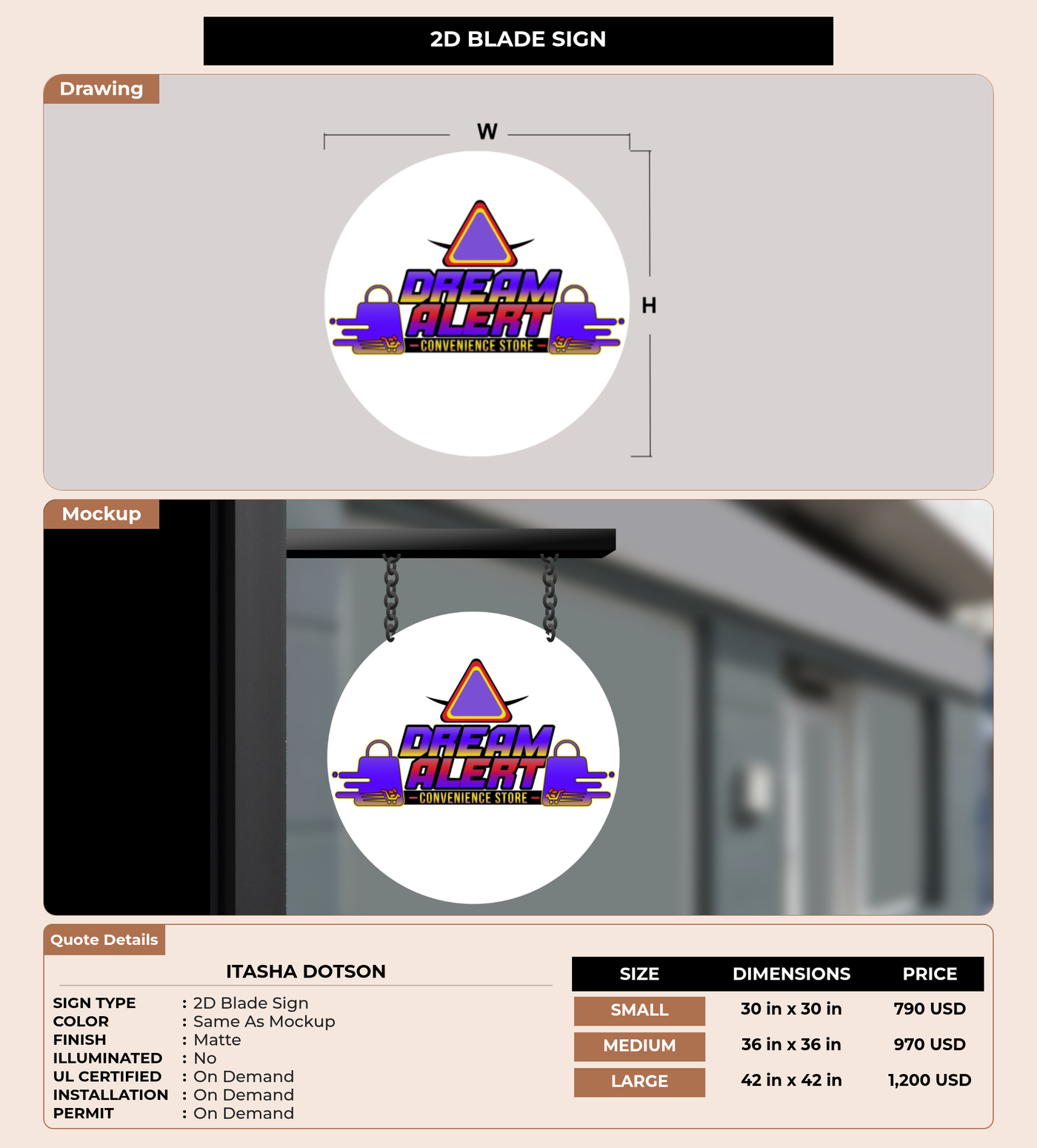CUSTOM MOCKUP SIGN FOR Itasha Dotson