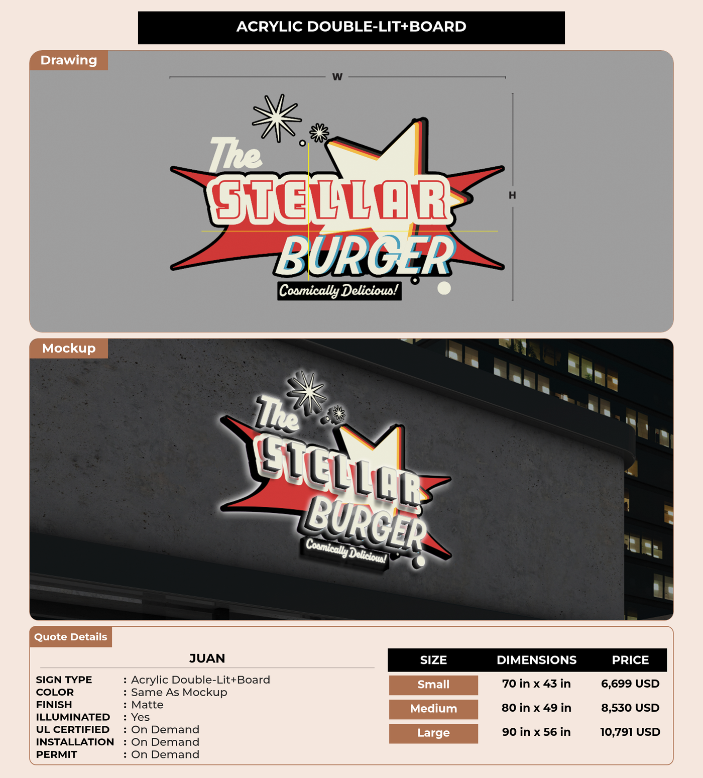 CUSTOM MOCKUP SIGN FOR Juan