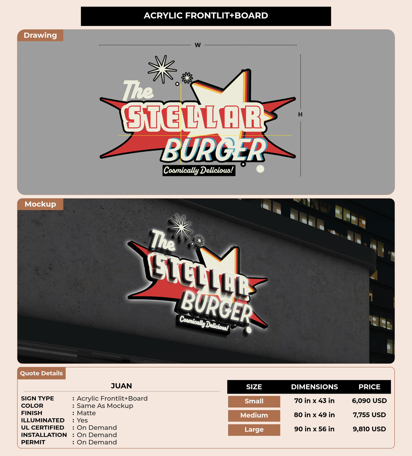 CUSTOM MOCKUP SIGN FOR Juan