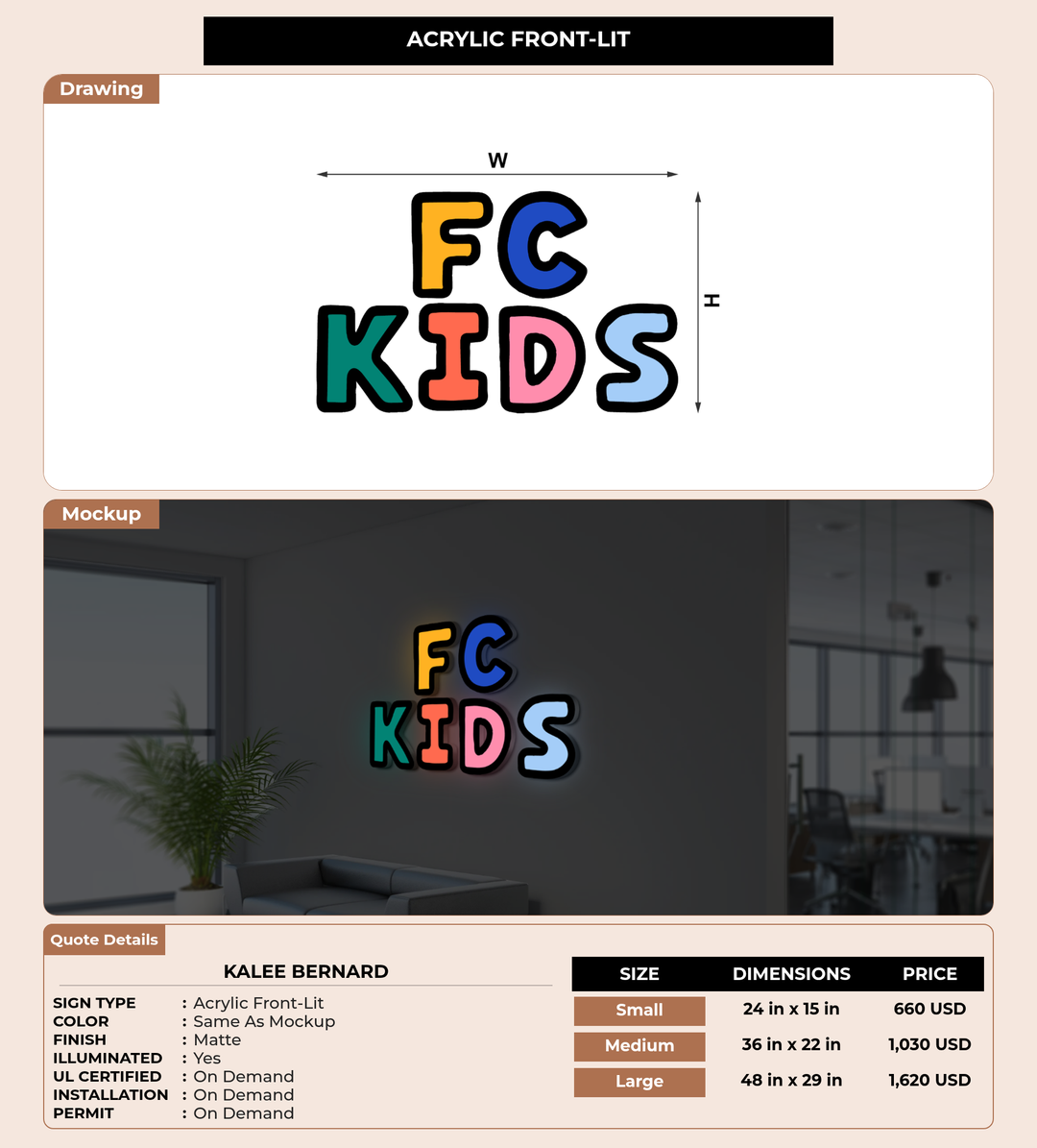 CUSTOM MOCKUP SIGN FOR Kalee Bernard