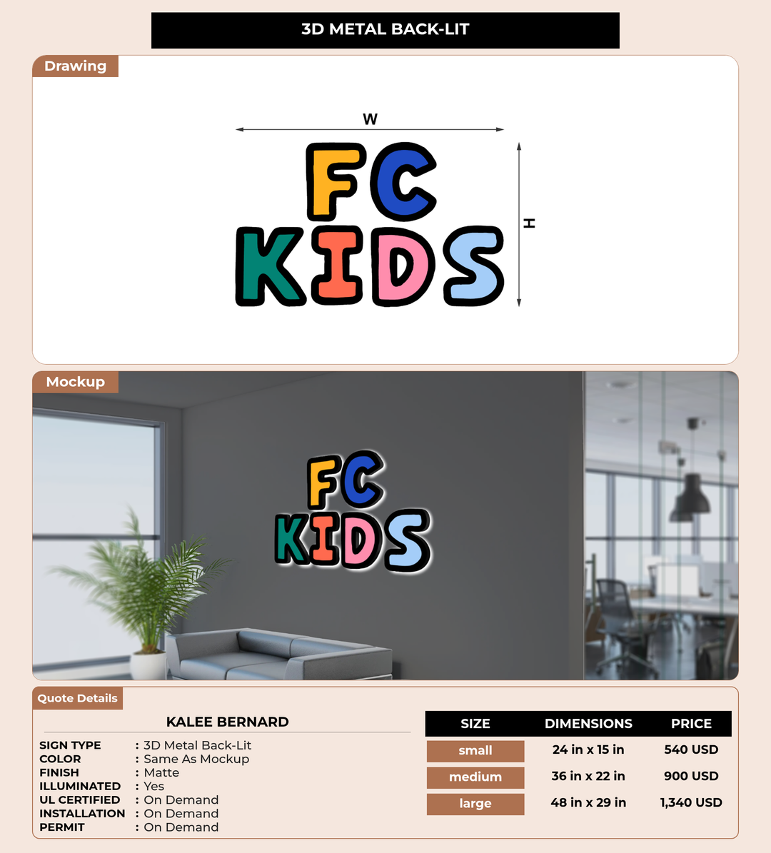 CUSTOM MOCKUP SIGN FOR Kalee Bernard