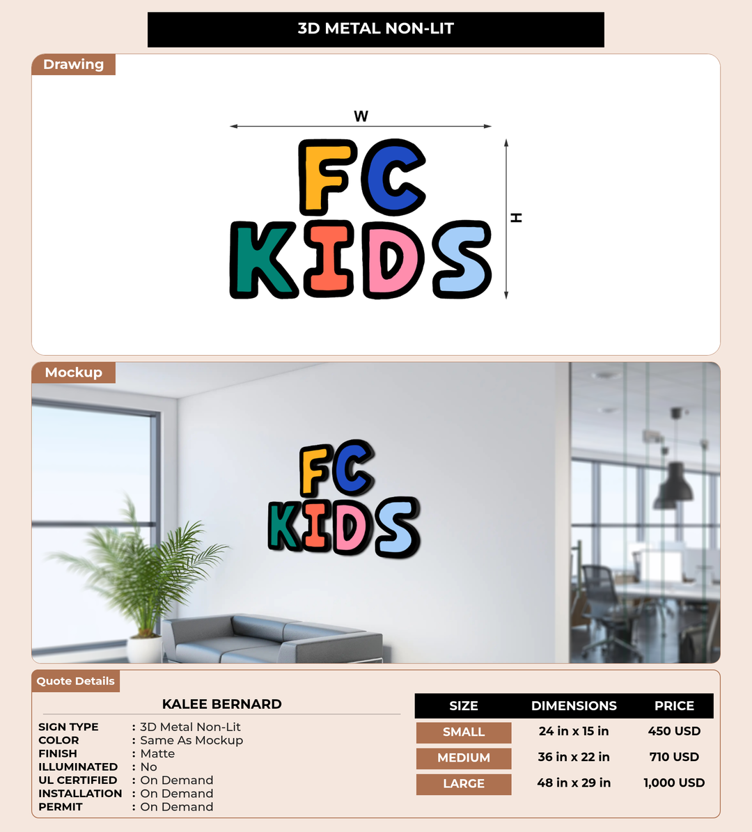 CUSTOM MOCKUP SIGN FOR Kalee Bernard
