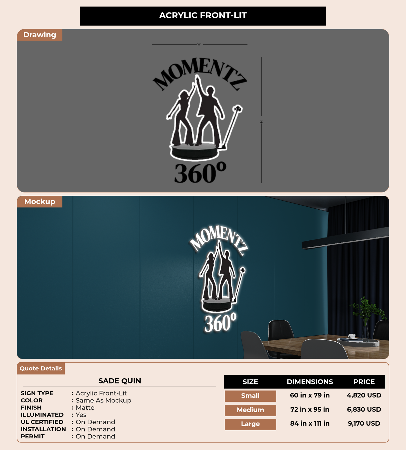 CUSTOM MOCKUP SIGN FOR Sade  Quin