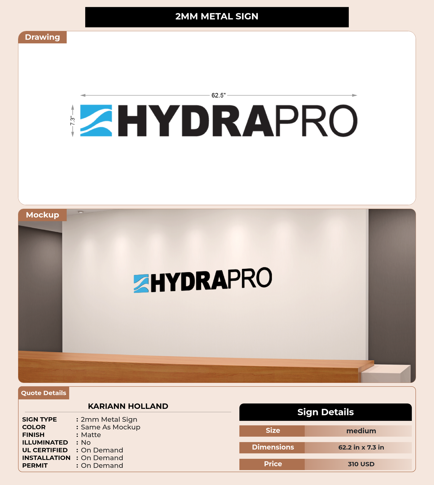 CUSTOM MOCKUP SIGN FOR Kariann Holland