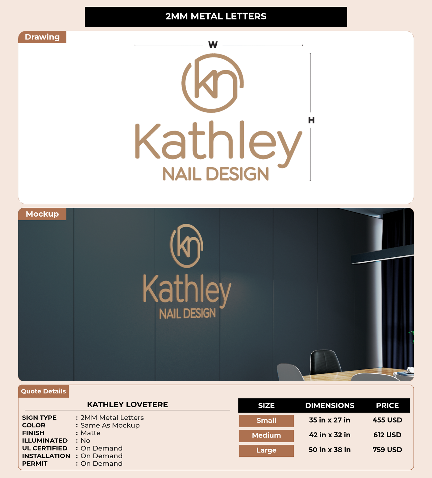 CUSTOM MOCKUP SIGN FOR Kathley Lovetere