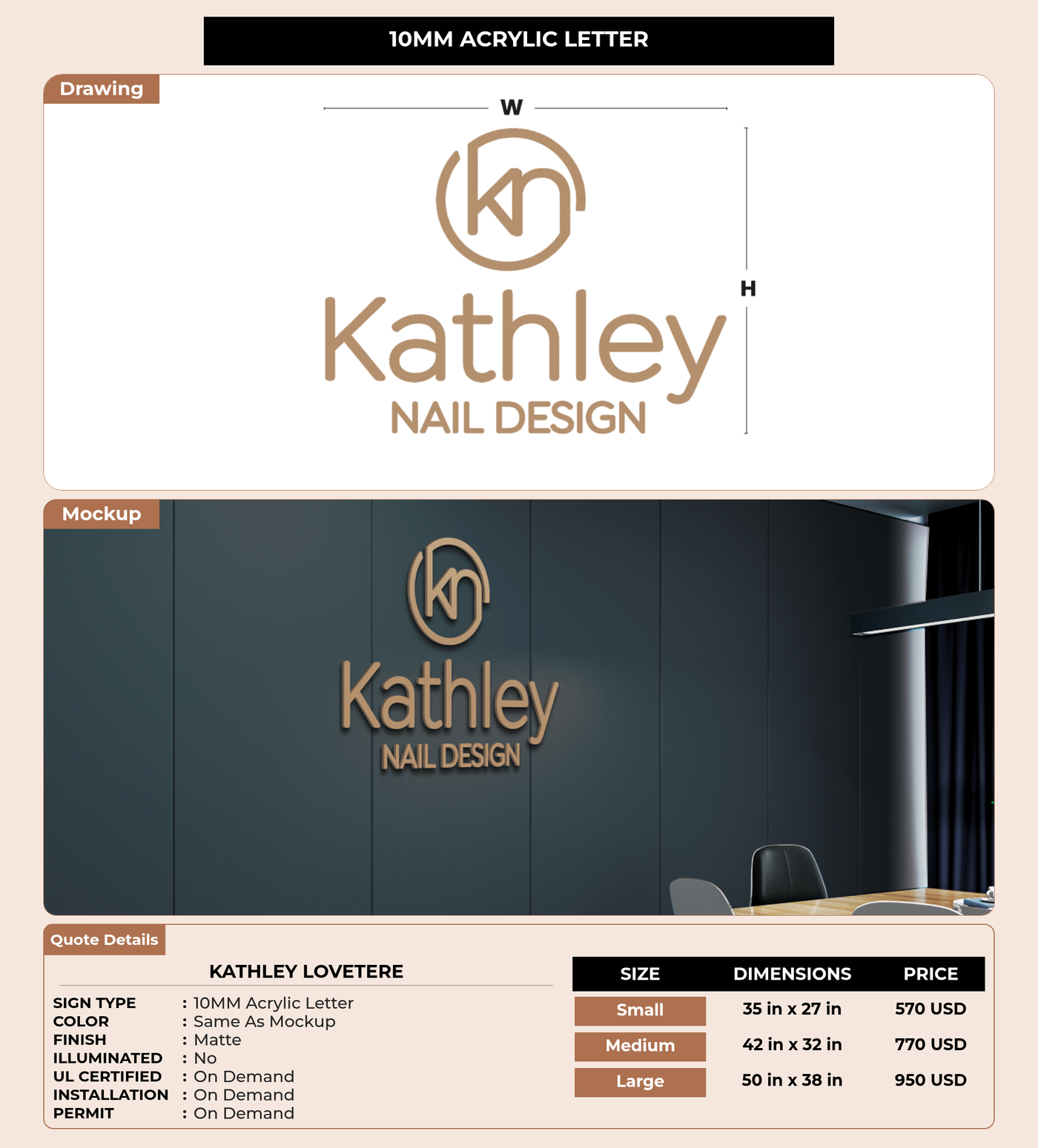 CUSTOM MOCKUP SIGN FOR Kathley Lovetere