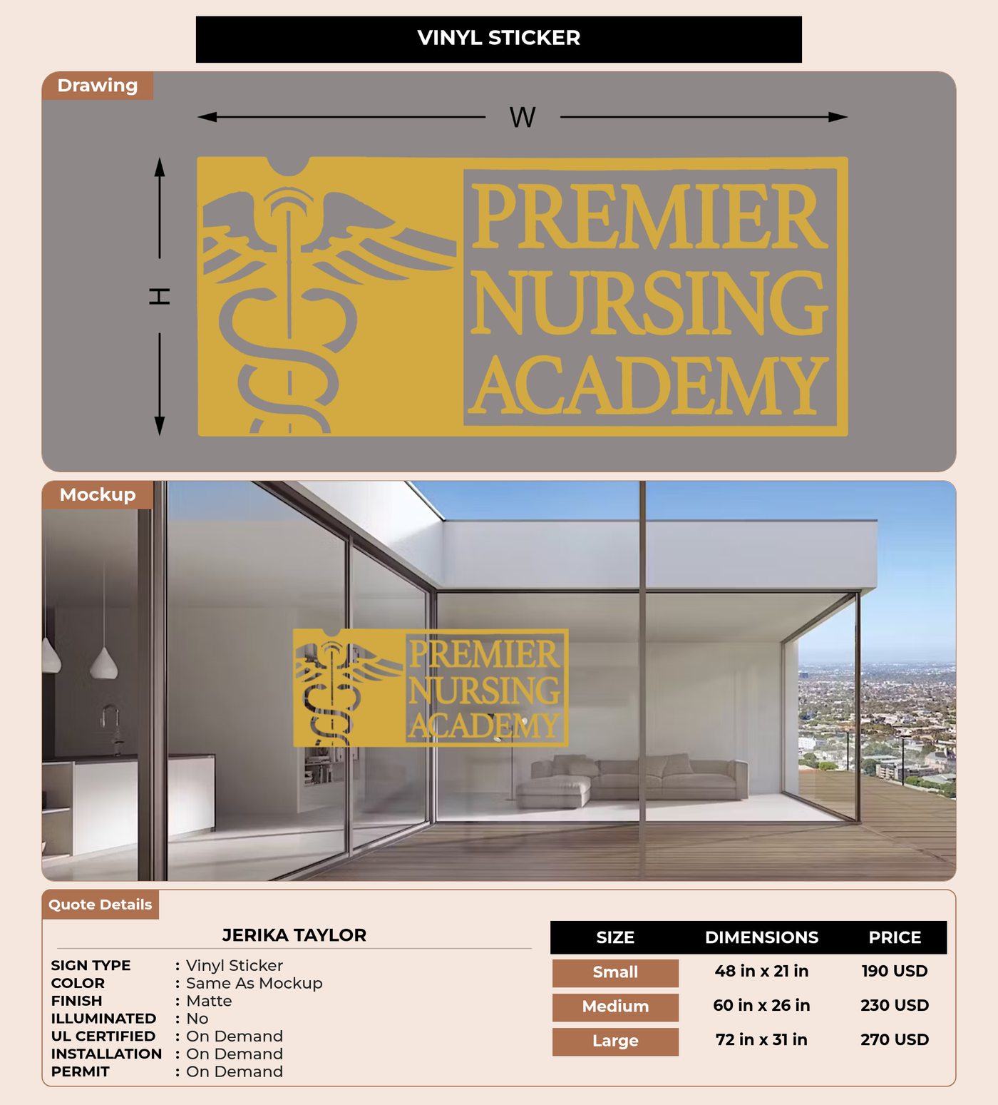 CUSTOM MOCKUP SIGN FOR Jerika Taylor