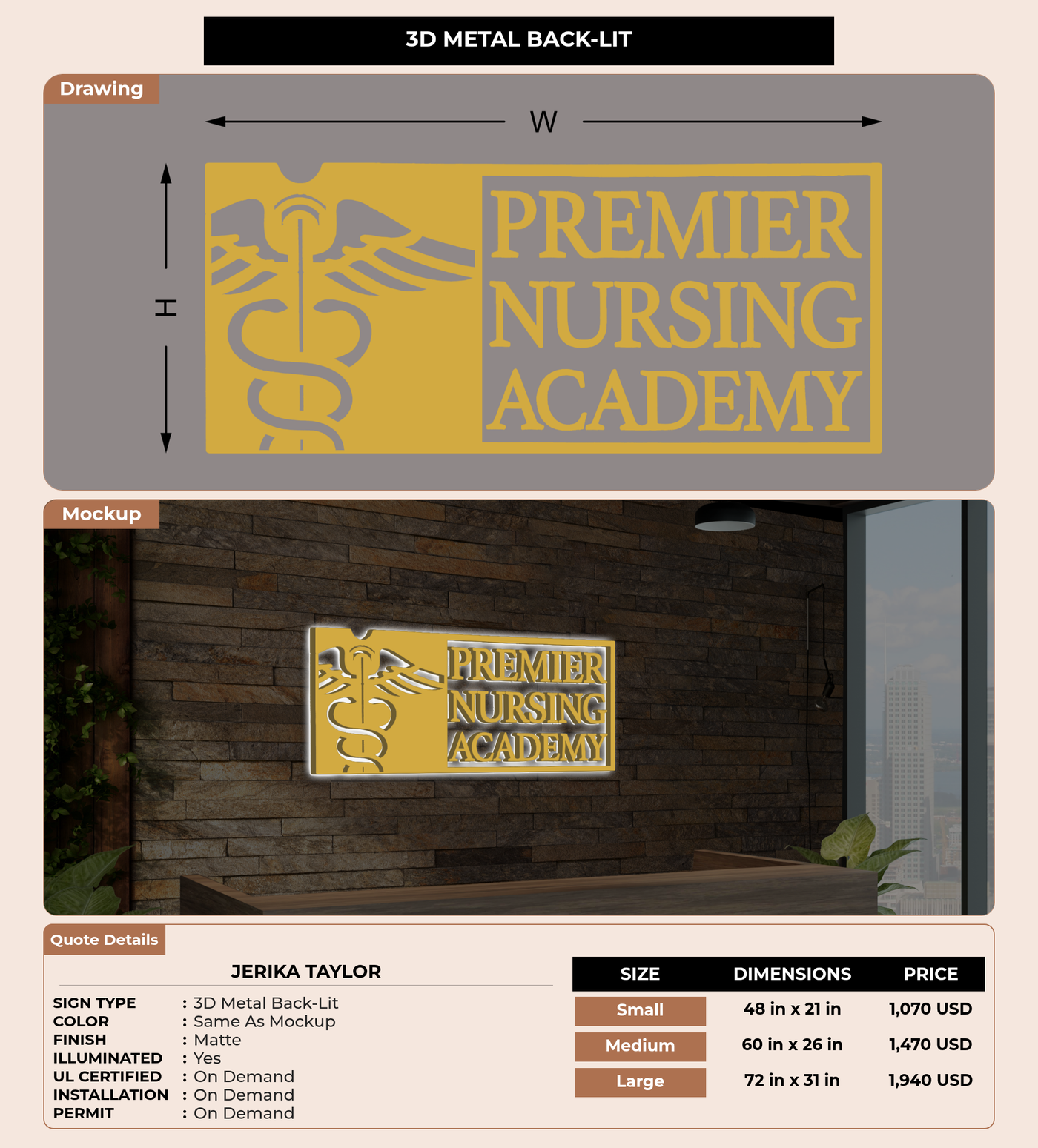 CUSTOM MOCKUP SIGN FOR Jerika Taylor