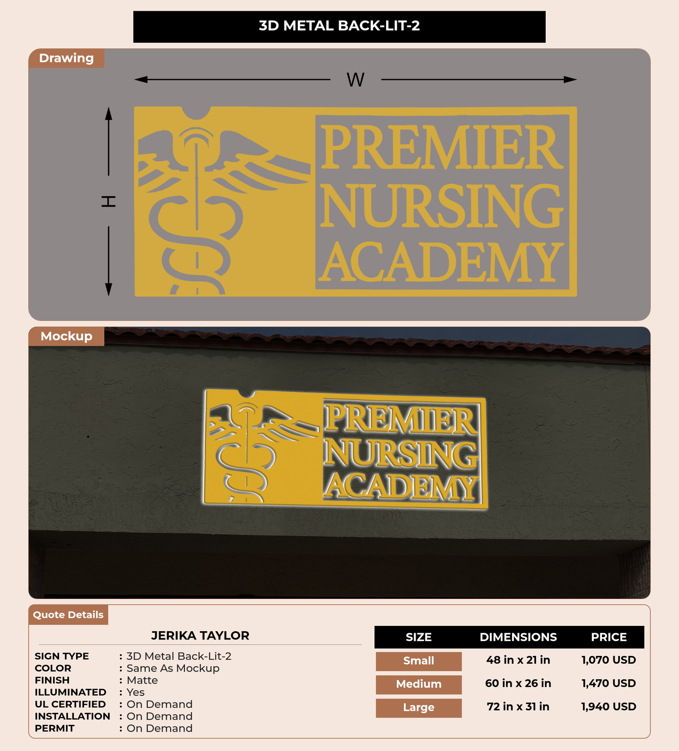CUSTOM MOCKUP SIGN FOR Jerika Taylor