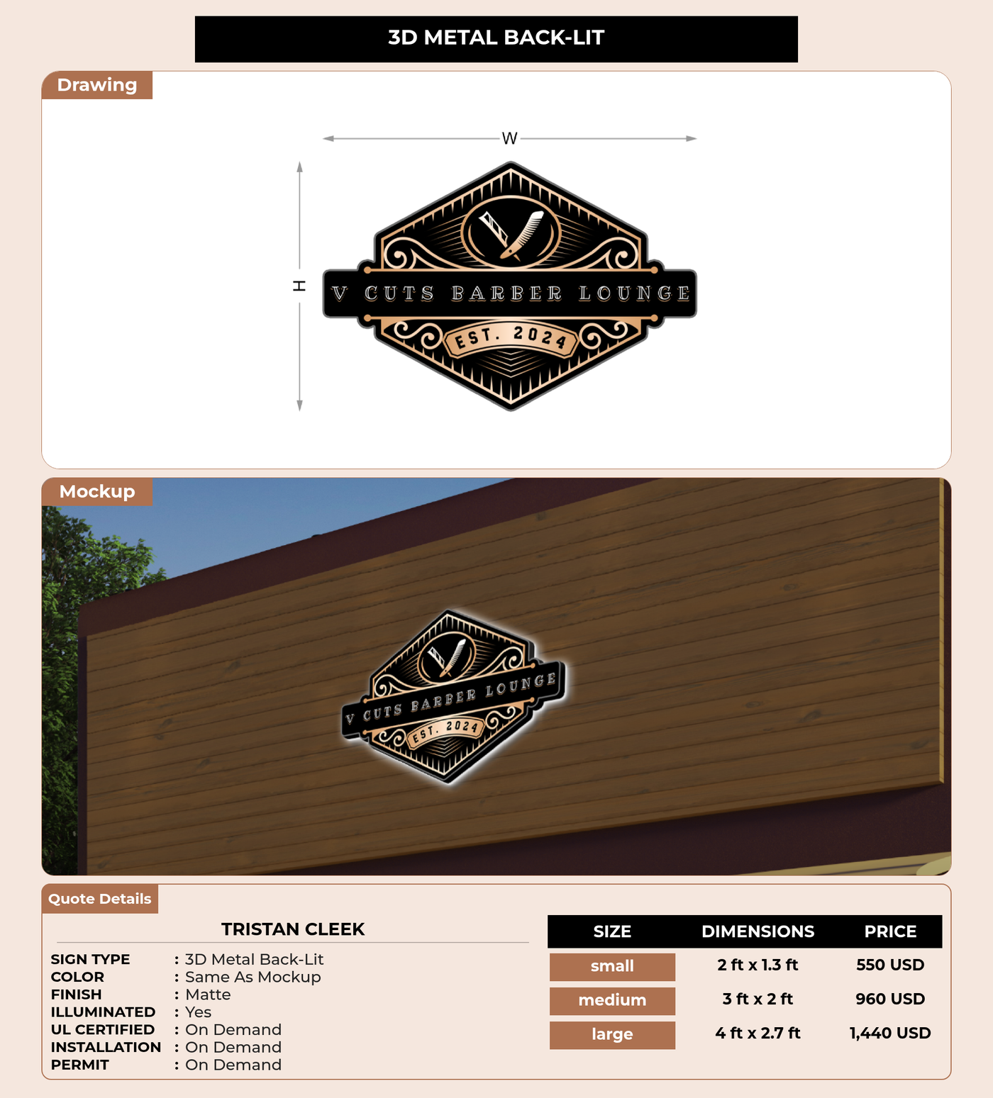 CUSTOM MOCKUP SIGN FOR Tristan Cleek