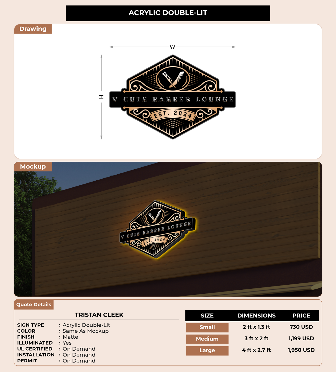 CUSTOM MOCKUP SIGN FOR Tristan Cleek