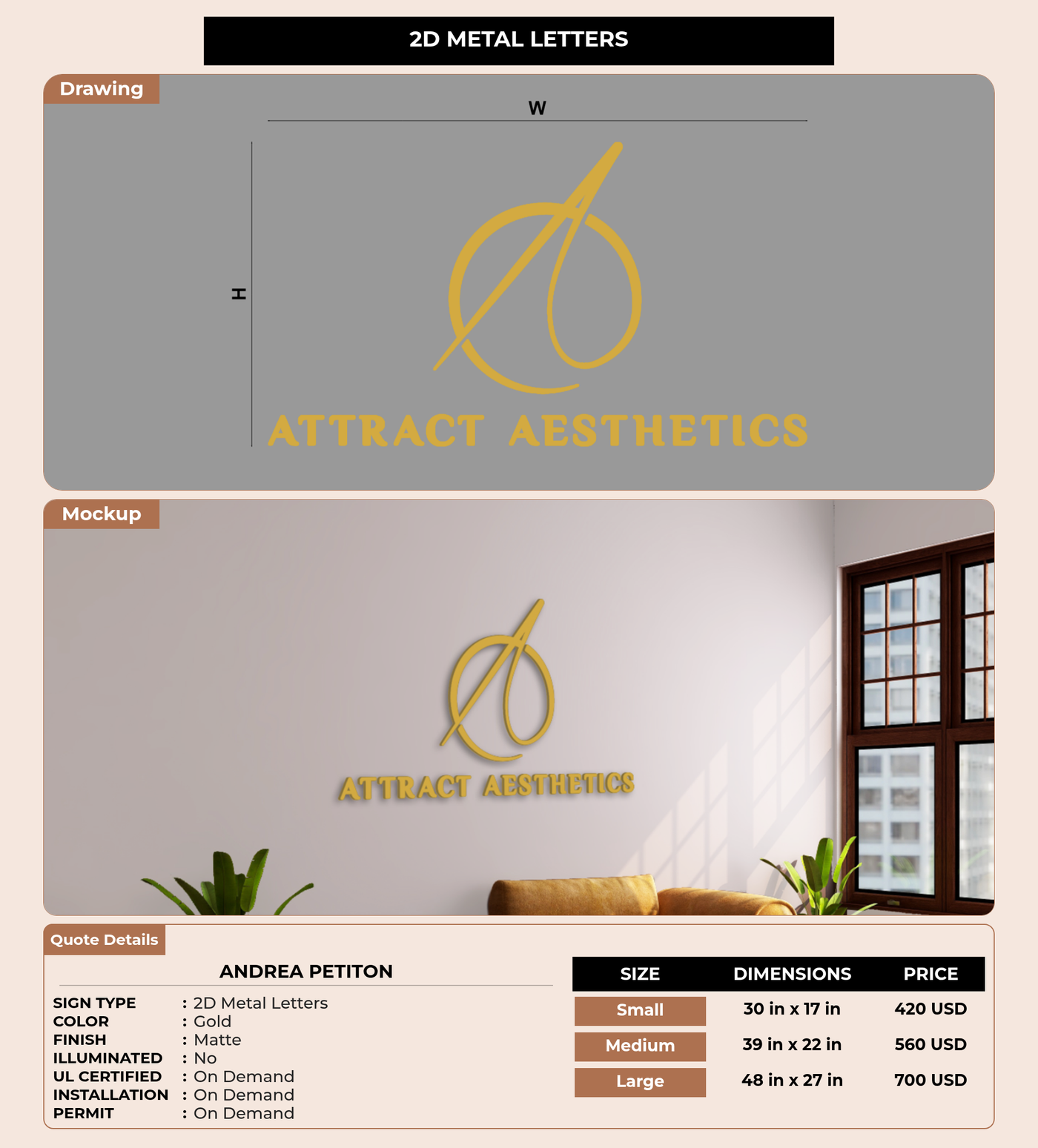 CUSTOM MOCKUP SIGN FOR Andrea Petiton