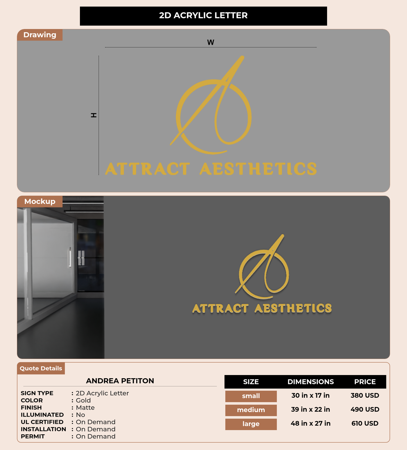CUSTOM MOCKUP SIGN FOR Andrea Petiton