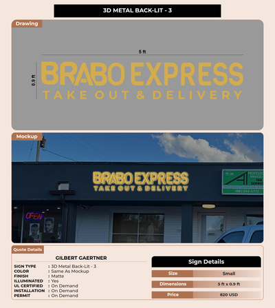 CUSTOM MOCKUP SIGN FOR Gilbert Gaertner