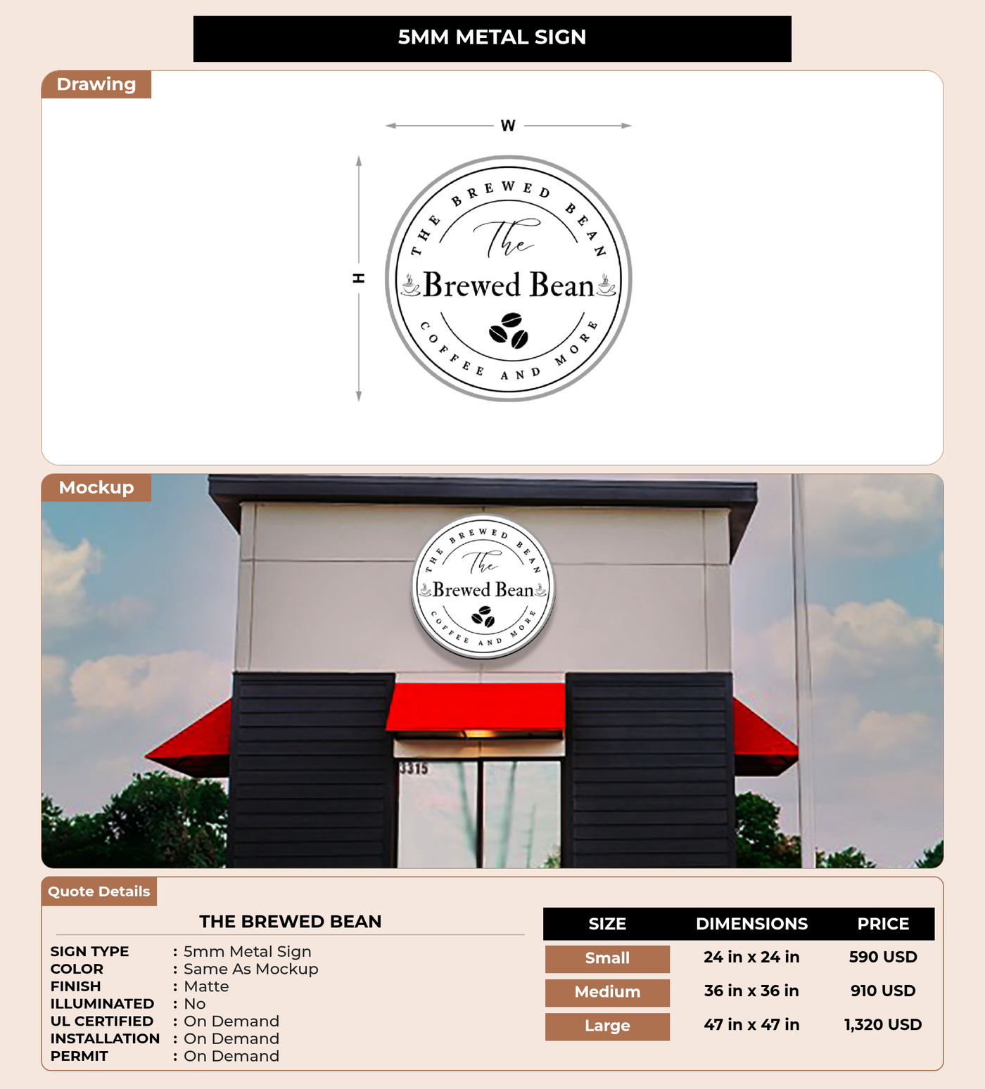 CUSTOM MOCKUP SIGN FOR The Brewed Bean