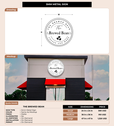 CUSTOM MOCKUP SIGN FOR The Brewed Bean
