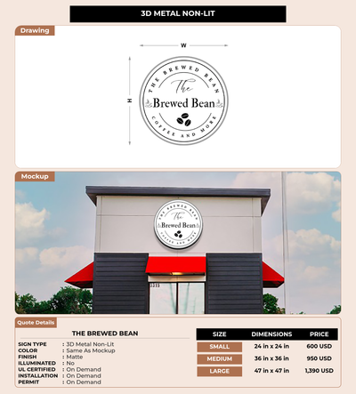 CUSTOM MOCKUP SIGN FOR The Brewed Bean