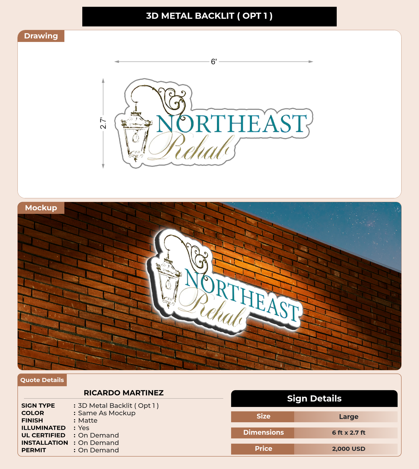 CUSTOM MOCKUP SIGN FOR Ricardo Martinez