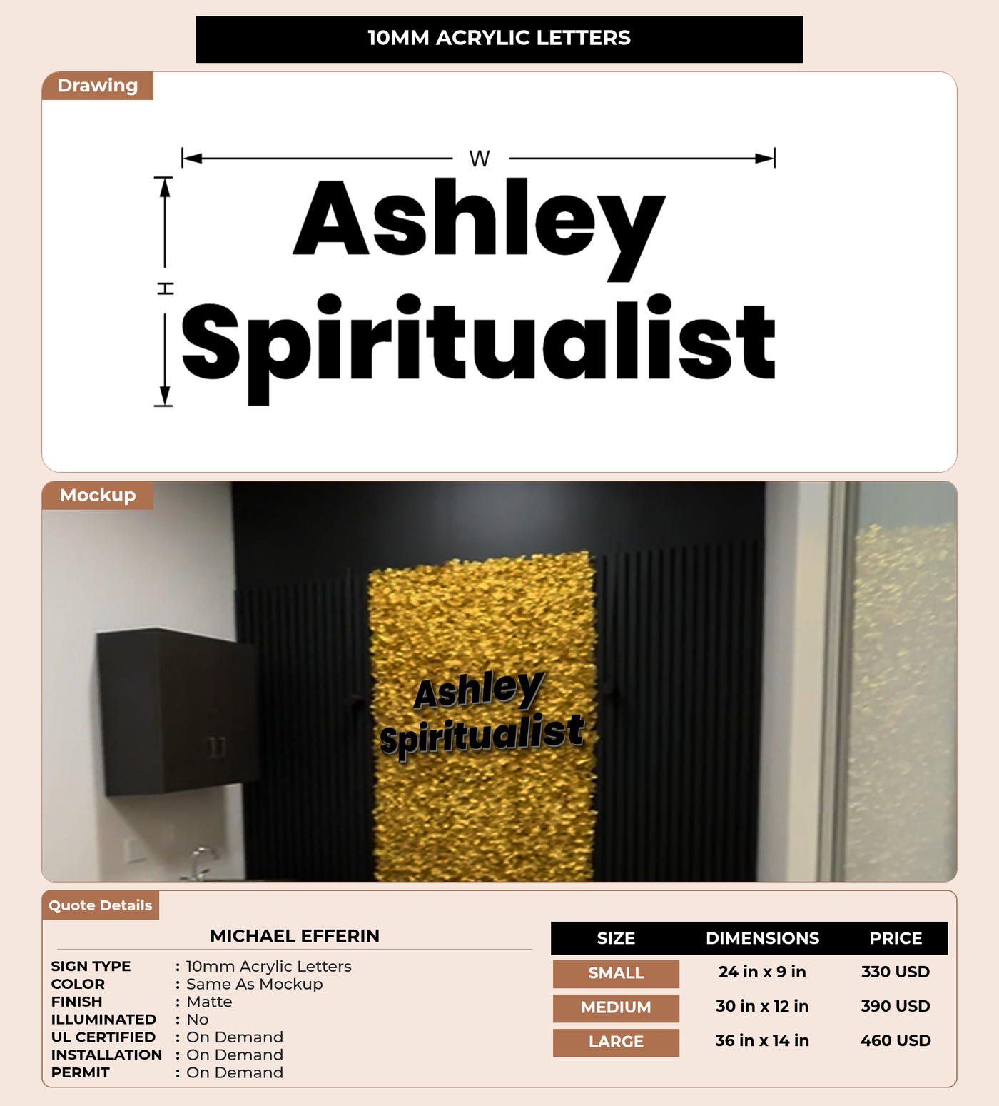 CUSTOM MOCKUP SIGN FOR Michael Efferin