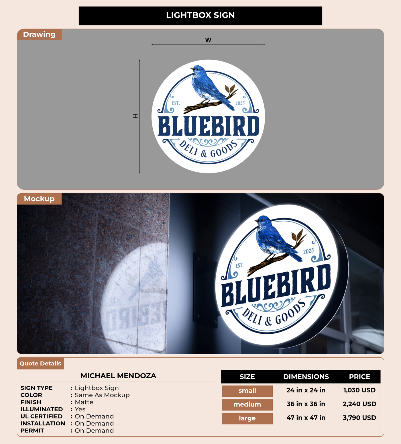 CUSTOM MOCKUP SIGN FOR Michael Mendoza