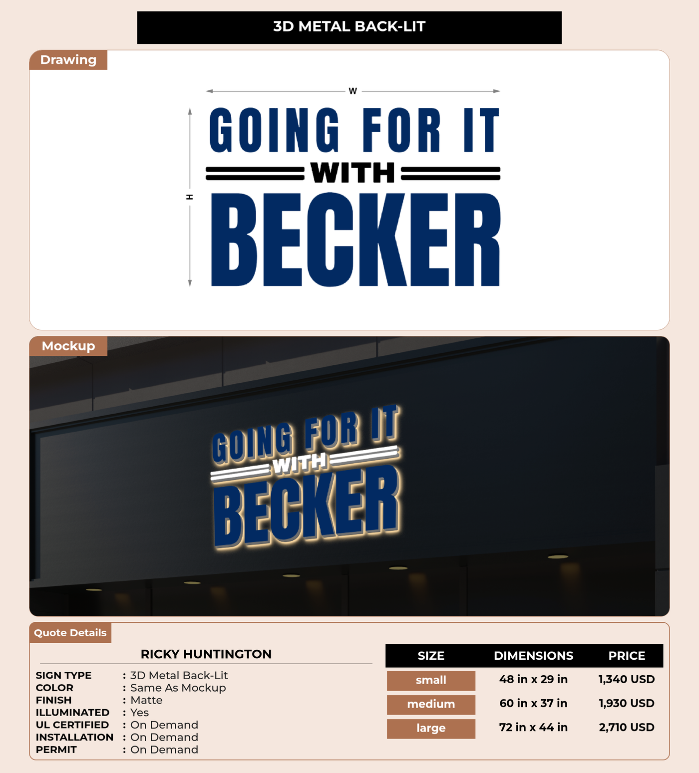 CUSTOM MOCKUP SIGN FOR Ricky Huntington