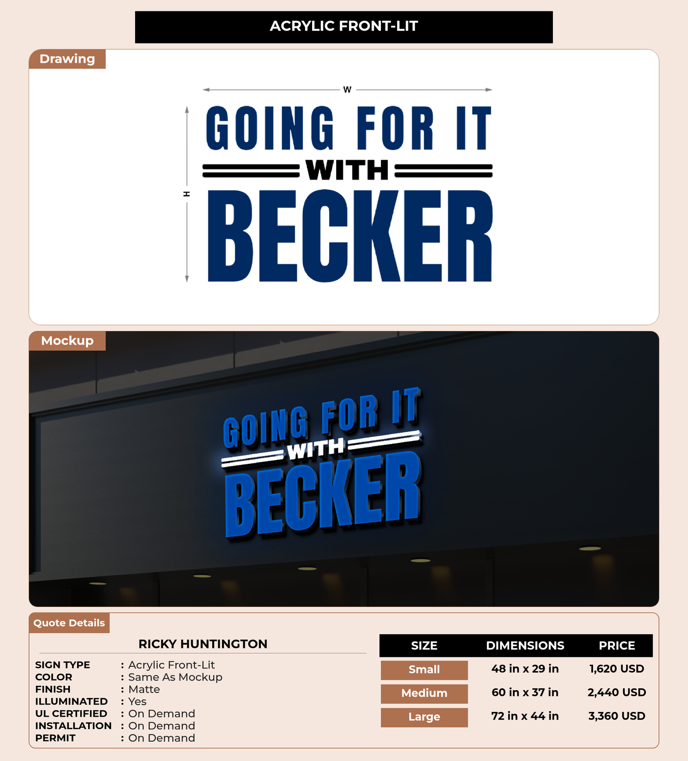 CUSTOM MOCKUP SIGN FOR Ricky Huntington