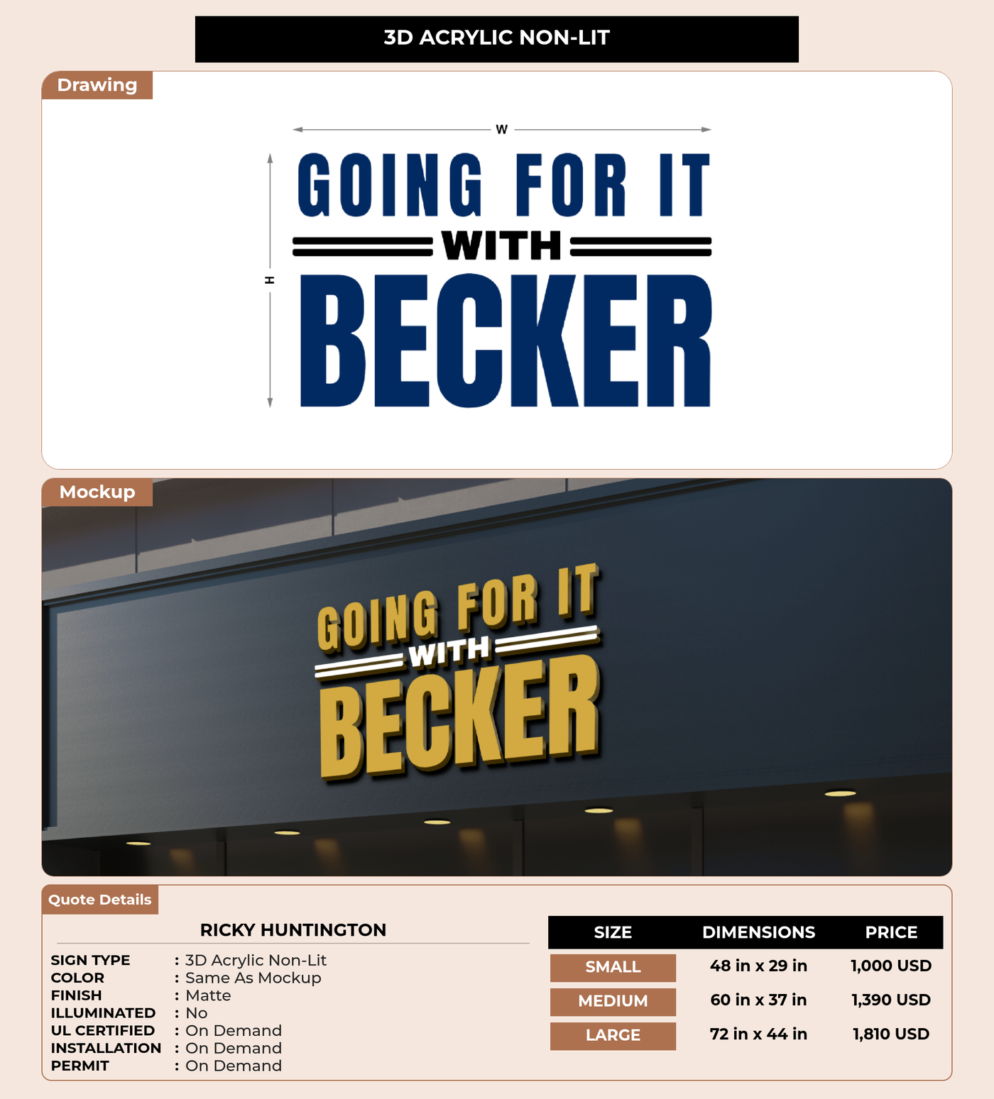 CUSTOM MOCKUP SIGN FOR Ricky Huntington