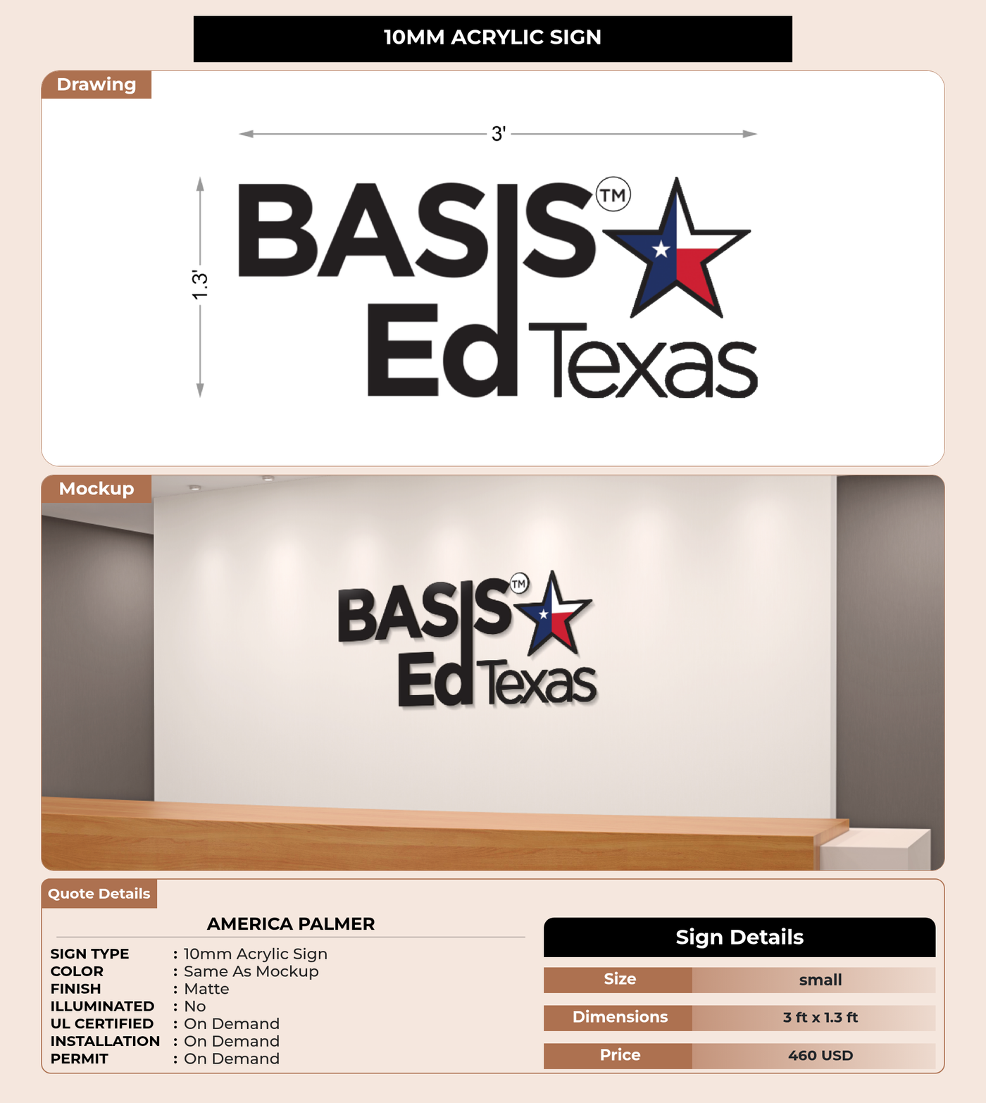 CUSTOM MOCKUP SIGN FOR America Palmer
