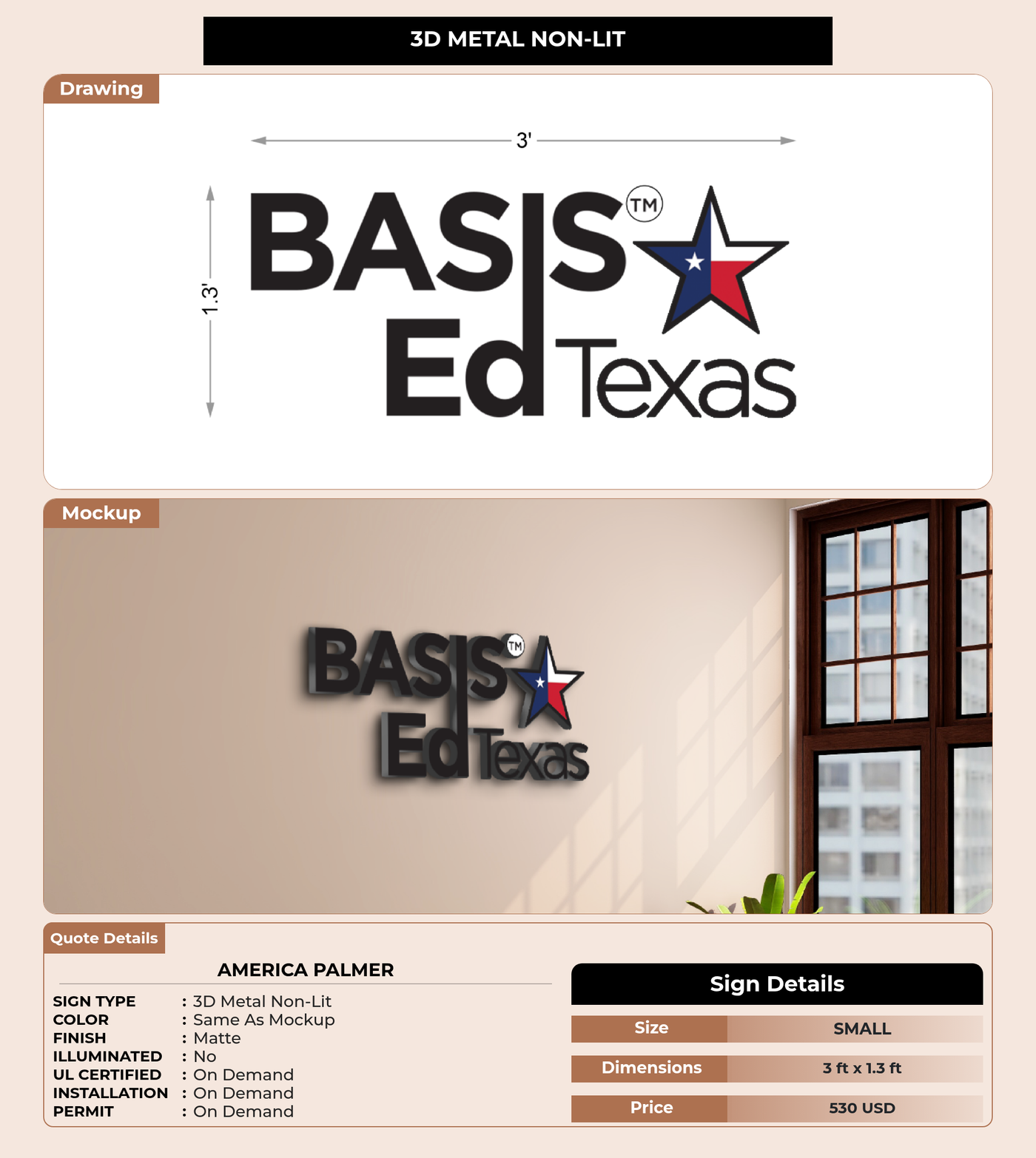 CUSTOM MOCKUP SIGN FOR America Palmer