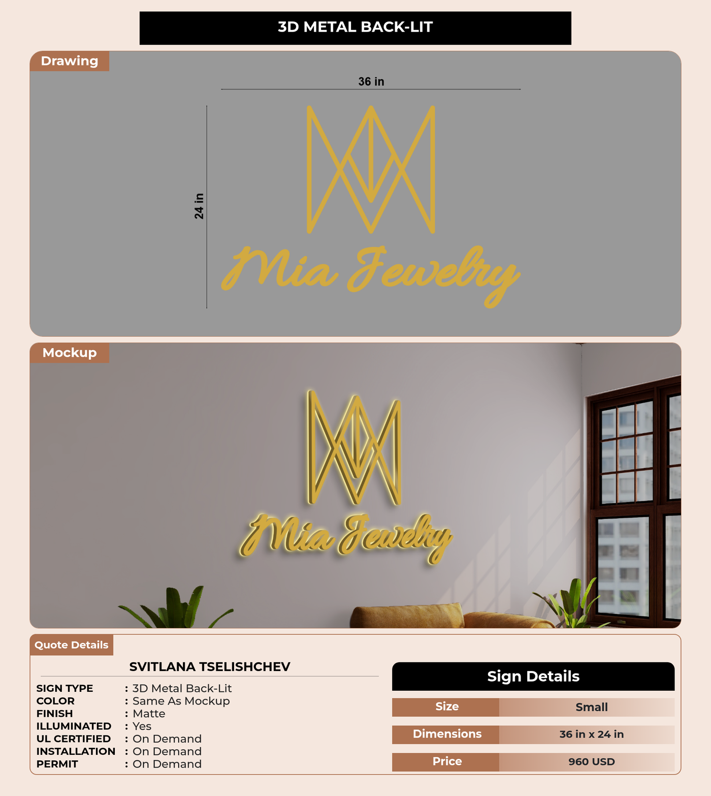 CUSTOM MOCKUP SIGN FOR Svitlana Tselishchev